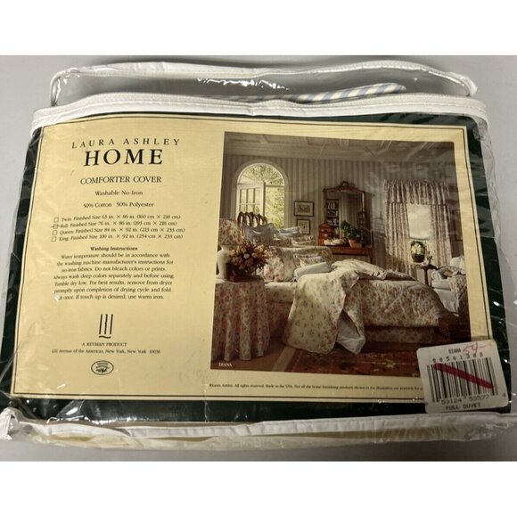Vintage Laura Ashley Duvet Cover Diana Floral Striped Cottage Full Size